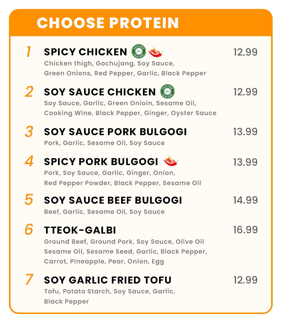 protein menu